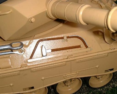 Leopard 1A4, Tamiya, Detail der Rohrblende mit der BK 105mm